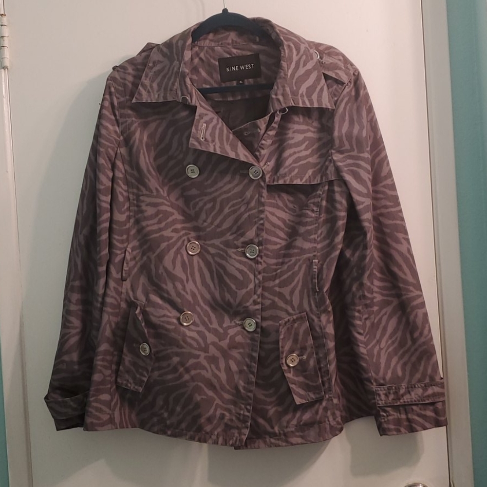 Nine West animal print trench jacket rain coat